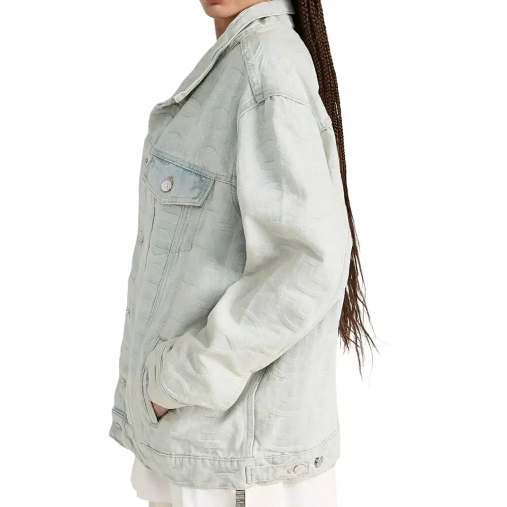 MARC JACOBS The Monogram Denim Jean Jacket Oversized Bomber Baggy - Sz Small - Picture 3 of 9